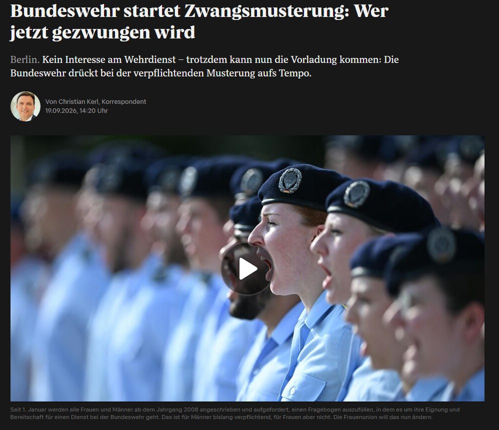 Germany Starts Mandatory Medical Calls for Men for Bundeswehr Service