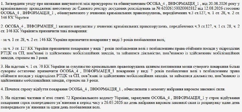 An employee of the TCC in Odesa sentenced for torture and abduction of people