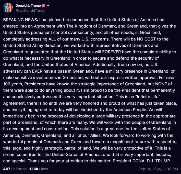 Трамп оголосив про контроль США за безпекою Гренландії