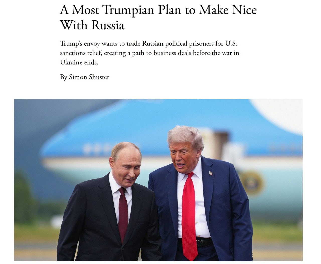 Trump Supports Easing Sanctions on Russia in Exchange for Release of Political Prisoners